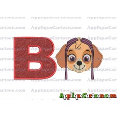 Face Skye Paw Patrol Applique Embroidery Design With Alphabet B