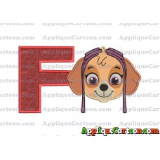 Face Skye Paw Patrol Applique Embroidery Design With Alphabet F