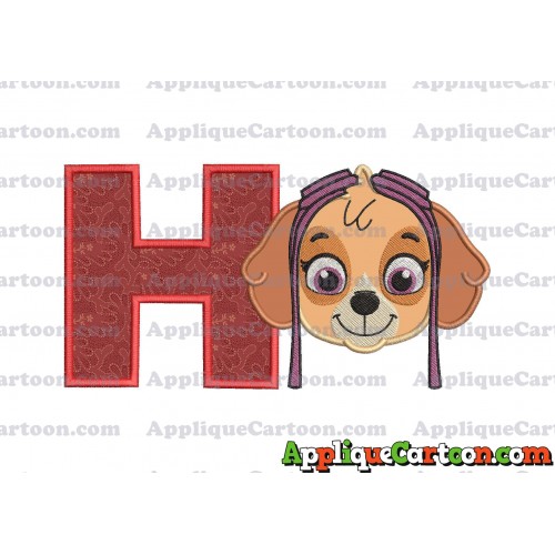 Face Skye Paw Patrol Applique Embroidery Design With Alphabet H