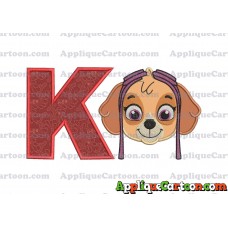 Face Skye Paw Patrol Applique Embroidery Design With Alphabet K