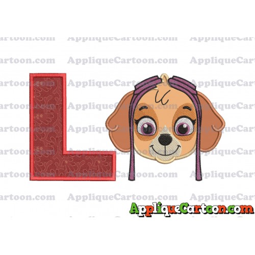 Face Skye Paw Patrol Applique Embroidery Design With Alphabet L