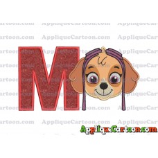 Face Skye Paw Patrol Applique Embroidery Design With Alphabet M