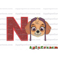 Face Skye Paw Patrol Applique Embroidery Design With Alphabet N
