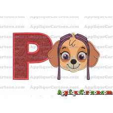 Face Skye Paw Patrol Applique Embroidery Design With Alphabet P