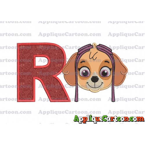 Face Skye Paw Patrol Applique Embroidery Design With Alphabet R