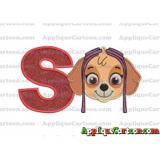 Face Skye Paw Patrol Applique Embroidery Design With Alphabet S