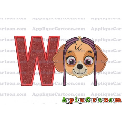 Face Skye Paw Patrol Applique Embroidery Design With Alphabet W