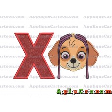 Face Skye Paw Patrol Applique Embroidery Design With Alphabet X