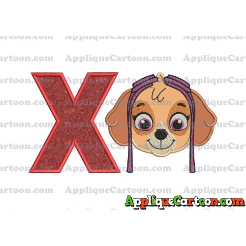 Face Skye Paw Patrol Applique Embroidery Design With Alphabet X