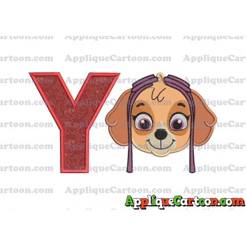 Face Skye Paw Patrol Applique Embroidery Design With Alphabet Y