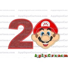 Face Super Mario Applique Embroidery Design Birthday Number 2