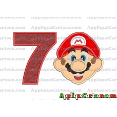 Face Super Mario Applique Embroidery Design Birthday Number 7