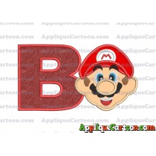 Face Super Mario Applique Embroidery Design With Alphabet B