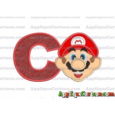 Face Super Mario Applique Embroidery Design With Alphabet C