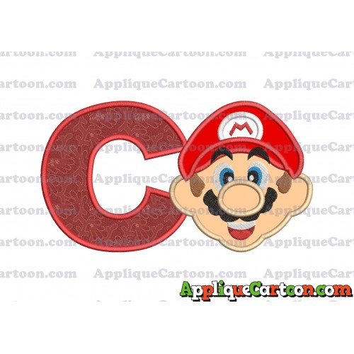 Face Super Mario Applique Embroidery Design With Alphabet C