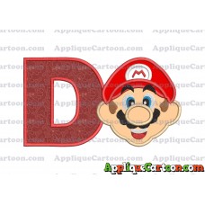 Face Super Mario Applique Embroidery Design With Alphabet D