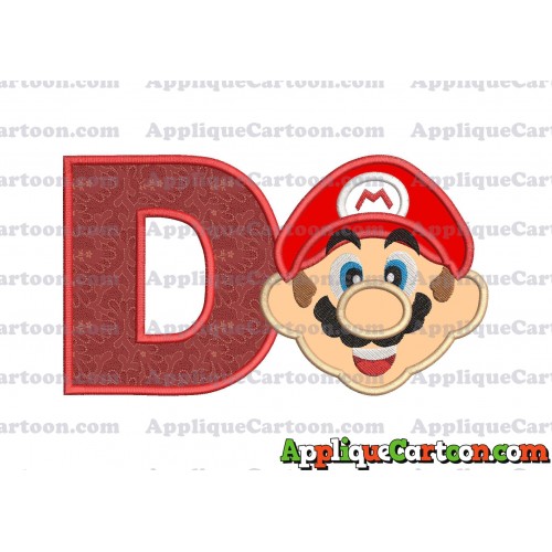 Face Super Mario Applique Embroidery Design With Alphabet D