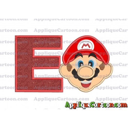 Face Super Mario Applique Embroidery Design With Alphabet E