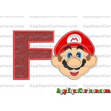 Face Super Mario Applique Embroidery Design With Alphabet F