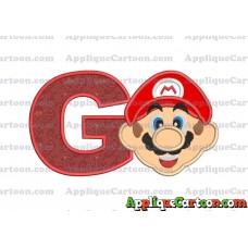 Face Super Mario Applique Embroidery Design With Alphabet G