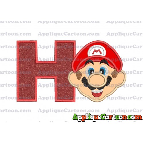 Face Super Mario Applique Embroidery Design With Alphabet H