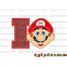 Face Super Mario Applique Embroidery Design With Alphabet I