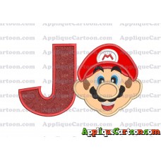 Face Super Mario Applique Embroidery Design With Alphabet J