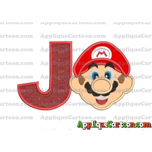 Face Super Mario Applique Embroidery Design With Alphabet J
