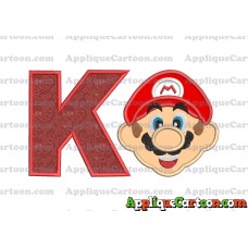 Face Super Mario Applique Embroidery Design With Alphabet K