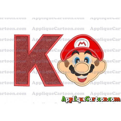 Face Super Mario Applique Embroidery Design With Alphabet K