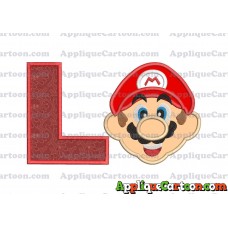 Face Super Mario Applique Embroidery Design With Alphabet L