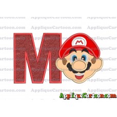 Face Super Mario Applique Embroidery Design With Alphabet M