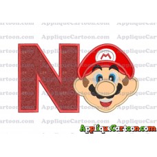 Face Super Mario Applique Embroidery Design With Alphabet N