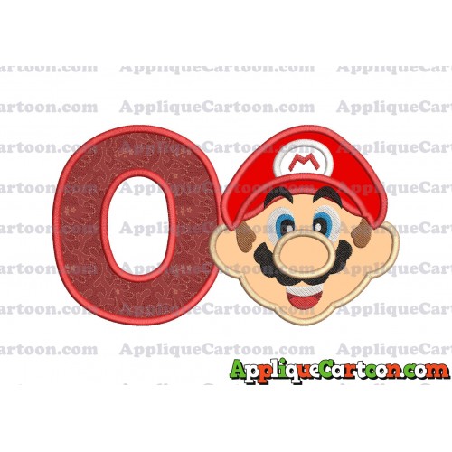 Face Super Mario Applique Embroidery Design With Alphabet O