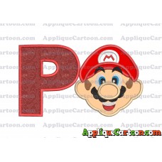 Face Super Mario Applique Embroidery Design With Alphabet P