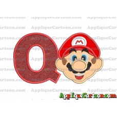 Face Super Mario Applique Embroidery Design With Alphabet Q