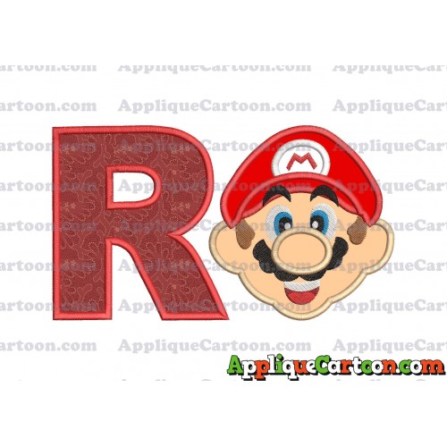 Face Super Mario Applique Embroidery Design With Alphabet R