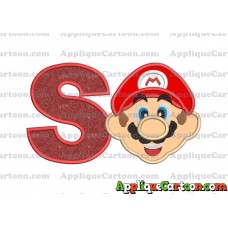 Face Super Mario Applique Embroidery Design With Alphabet S