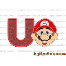 Face Super Mario Applique Embroidery Design With Alphabet U