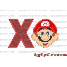Face Super Mario Applique Embroidery Design With Alphabet X