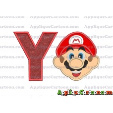 Face Super Mario Applique Embroidery Design With Alphabet Y