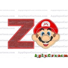 Face Super Mario Applique Embroidery Design With Alphabet Z
