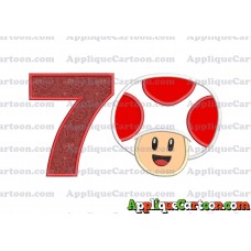 Face Toad Super Mario Applique Embroidery Design Birthday Number 7