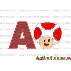 Face Toad Super Mario Applique Embroidery Design With Alphabet A