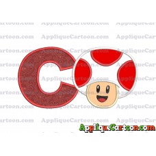 Face Toad Super Mario Applique Embroidery Design With Alphabet C