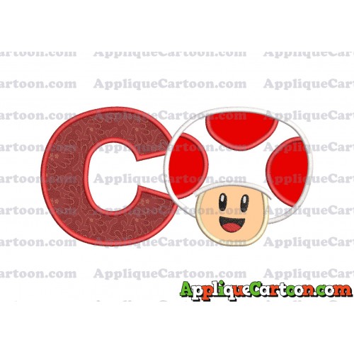 Face Toad Super Mario Applique Embroidery Design With Alphabet C