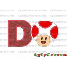 Face Toad Super Mario Applique Embroidery Design With Alphabet D