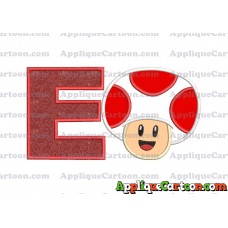Face Toad Super Mario Applique Embroidery Design With Alphabet E