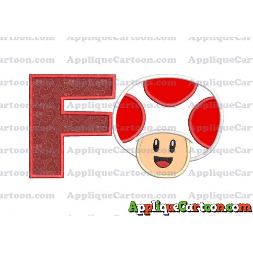 Face Toad Super Mario Applique Embroidery Design With Alphabet F