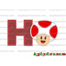 Face Toad Super Mario Applique Embroidery Design With Alphabet H